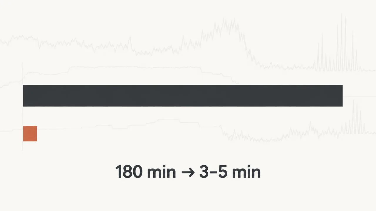 Illustration comparing a 180-minute backtest with an optimized three-to-five-minute backtest.